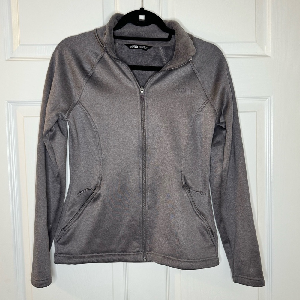 North Face gray zip up